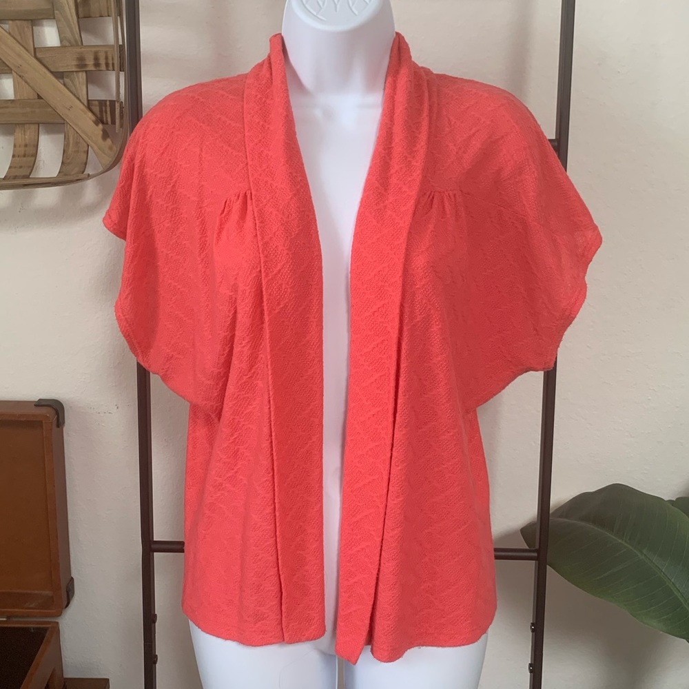 Nordstrom Coral Knit Short Sleeve Shrug